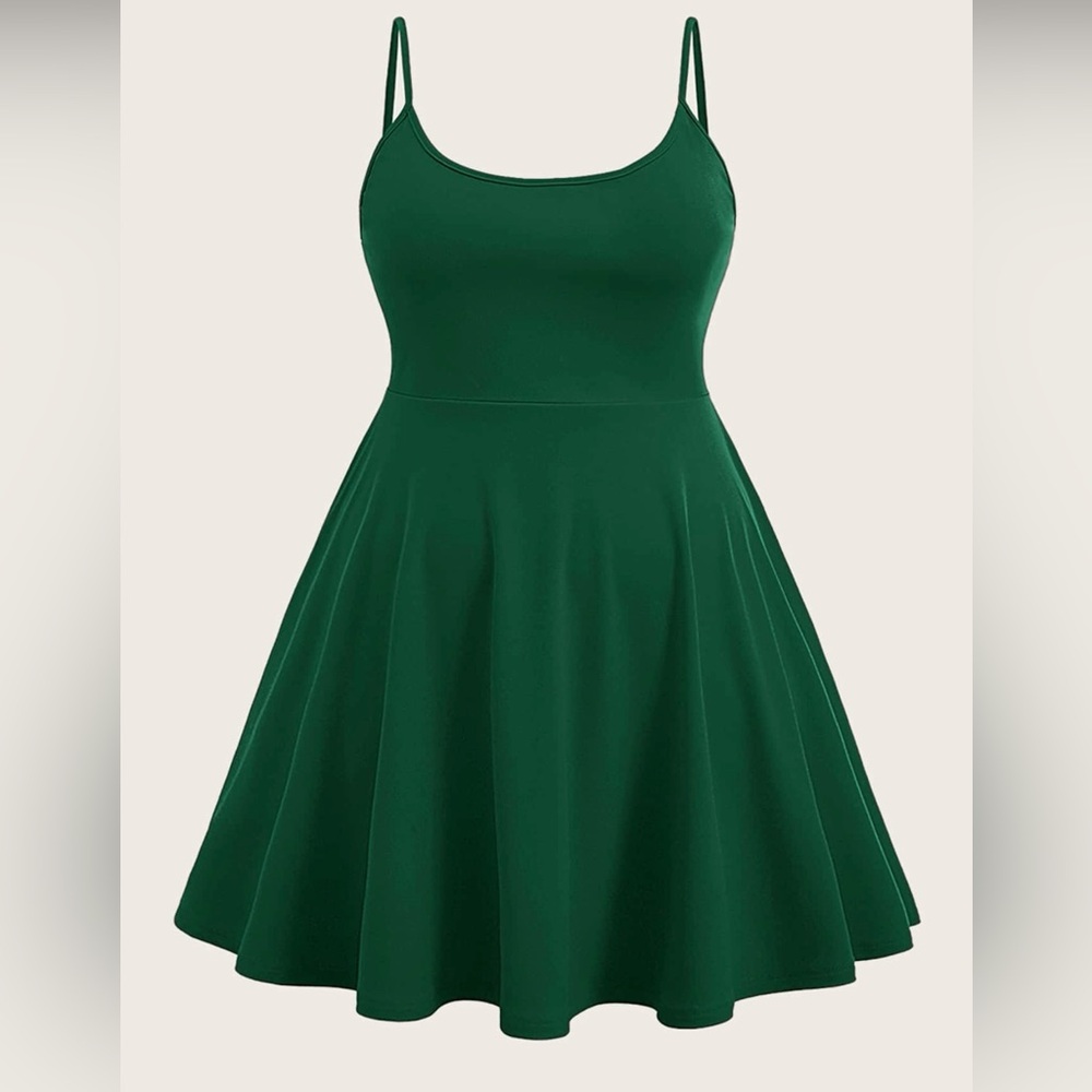 SHEIN EZwear Plus Solid Dark Green Cami Sleeveless Dress Size 18/(3XL)